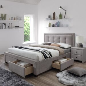 Evora Storage Bed with Drawers – 160×200 cm (Beige)
