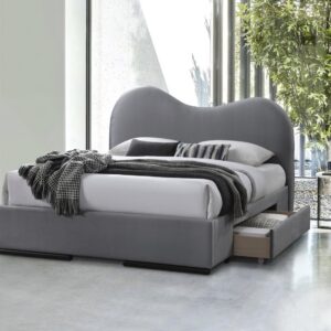 Amber Storage Bed with Drawers – 160×200 cm Grey