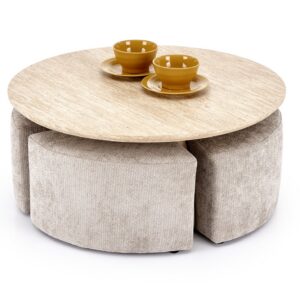 Nugat 5-in-1 Coffee Table with Hidden Pouffes