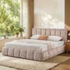 Daisy Bouclé Storage Bed – 160×200 cm Beige